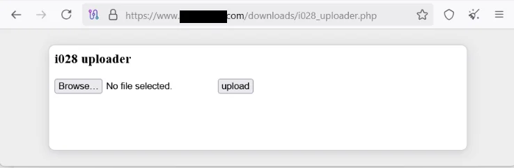 A bare file-upload form served from the vendor's site.